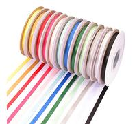 Vaessen Creative Nastro di Raso, Set di 12 Rocchetti 6mm x 20m, Glitter Eleganti per Creare Biglietti, Scrapbooking, Confezioni Regalo e Altri Progetti Artigianali