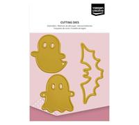 Vaessen Creative Set di Fustelle Embossing-Fantasmi e Pipistrelli-3 Cuting Dies-Accessori Autunno e Halloween per Macchine da Taglio, Fai da Te, Biglietti, Scrapbooking e Journaling, Oro, 7,2 x 7 cm