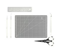 Vaessen Creative Set di Strumenti da Taglio per Hobby - 6 pz - Kit da Taglio - con Tappetino da Taglio A5, Coltello da Hobby, Forbici e Righello - per Scrapbooking, Cucito, Modellismo e Biglietti
