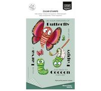 Vaessen Creative Timbri in Silicone Butterfly - 15 Timbri a Secco per Lavoro Preciso - per DIY, Biglietti Fatti a Mano, Buste e Scrapbooking - con Stamping Tool e Blocchi Acrilici