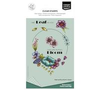 Vaessen Creative Timbri in Silicone Flowers Round Edge - 14 Timbri a Secco per Lavoro Preciso - per DIY, Biglietti Fatti a Mano, Buste e Scrapbooking - con Stamping Tool e Blocchi Acrilici
