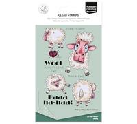 Vaessen Creative Timbri in Silicone Pecore e Testi - 15 Timbri a Secco per Lavoro Preciso - per DIY, Biglietti Fatti a Mano, Buste e Scrapbooking - con Stamping Tool e Blocchi Acrilici