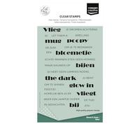 Vaessen Creative Timbri in Silicone Tekst Bloom & Zoom - 27 Timbri a Secco per Lavoro Preciso - per DIY, Biglietti Fatti a Mano, Buste e Scrapbooking - con Stamping Tool e Blocchi Acrilici