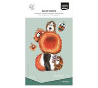 Vaessen Creative Timbri Personalizzati Porcellini d'India Voraci - 6 Timbri a Secco per Lavoro Preciso - Fai da Te, Biglietti, DIY, Buste,Scrapbooking - Compatibile con Stamping Tool + Blocco Acrilico