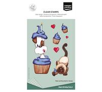 Vaessen Creative Timbri Trasparenti in Silicone Cane, Gatto & Articoli per Feste - 10 pz - per Fai-da-Te, Scrapbooking, Biglietti, DIY e Buste - Compatibile con Stamping Tool + Blocco Acrilico