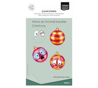 Vaessen Creative Trasparenti in Silicone Palline di Natale-12 Timbri-per Fai-da-Te, Scrapbooking, Biglietti, DIY e Buste-Compatibile con Stamping Tool + Blocco Acrilico, Transparente, A6