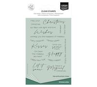 Vaessen Creative Trasparenti in Silicone Testi Natalizi in inglese-20 Timbri-per Fai-da-Te, Scrapbooking, Biglietti, DIY e Buste-Compatibile con Stamping Tool + Blocco Acrilico, Transparente, A6