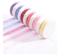 Vaessen Creative Vaessen, Set Creativo di Nastri in Organza, Rosa, Mix di 6 Colori, 6 mm x 2 m, Bordi Intrecciati per Biglietti, Album di Ritagli, Carta, Regalo per neonata, Battesimo
