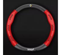 VAEVEN Auto Coprivolanti per Benz Smart 450 451 453 Fortwo Forfour, Confortevoli Durevole Antiscivolo Coprivolante in Pelle in Fibra di Carbonio, Auto Traspirante Auto Accessori Interno,B Red