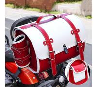 VAEVEN Moto Baule Posteriore per Vespa GTS GTV 250 300, Resistente Impermeabile Bauletto Moto Valigia, Borse in Pelle Moto Strumento, Borsa da Sella per Moto,C White + Red
