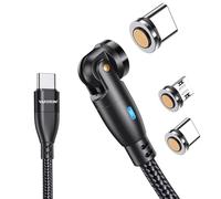 VAFOTON 9Pin Cavo USB C Magnetico 2M 60W Cavo Magnetico Ricarica Rapida, 3A Caricabatterie Magnetico Rotazione a 360° e 180° Caricabatterie Magnetico per Micro USB/Tipo C