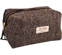 Vagabond Bags Ltd Harris Tweed Herringbone Medium Boxy Holdall Beauty Case, 23 cm, Nero (Black & White Tweed)