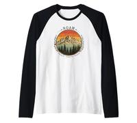 Vagare tra Le Vette dei tramonti Ripeti Retro Mountain Maglia con Maniche Raglan