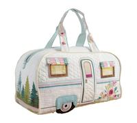 Vagbalena Borsa da Viaggio Trapuntata Cozy Camper Bohemien Vintage con Stampa Floreale Vivace in Tela - Zaino da Weekend Spazioso e Morbido (Bianco,18" x 9" x 9" in)