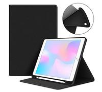 VAGHVEO Custodia per iPad 9.7" 2017/2018, iPad Air1/Air 2 Smart Case con Built-in Pencil Holder, Flessibile Protezione Morbido TPU Silicone Cover Posteriore per Apple iPad 5a/6 Gen/Air 1/2, Nero