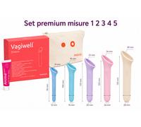 Vagiwell - Dilatatori Vaginali Set Premium Confezione 5 Pezzi + Beauty Case In Cotone e Gel Lubrificante Animé 50 Ml