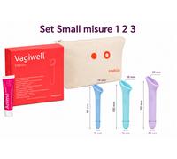 Vagiwell - Dilatatori Vaginali Set Small Confezione 3 Pezzi + Beauty Case In Cotone e Gel Lubrificante Animé 50 Ml