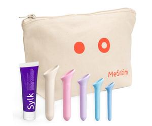"Vagiwell Premium - Dilatatori Vaginali Confezione 5 Pezzi + Beauty Case In Cotone e Gel Lubrificante Sylk 50 Ml"