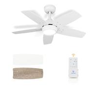 Vagizm Ventilatore da Soffitto 91 CM Per Stanze Piccole: Moderno Bianco Opaco Con Telecomando Dimmerabile - Reversibile E Silenzioso con 6 Velocità Per Camere Da Letto Piccole - 230 V
