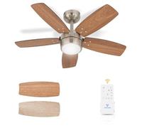 Vagizm Ventilatore da Soffitto 91 CM Per Stanze Piccole: Moderno Con Telecomando Dimmerabile - Reversibile E Silenzioso con 6 Velocità Per Piccoli Uffici Domestici - 230 V