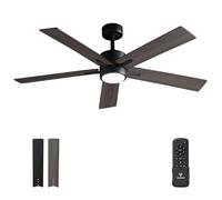 Vagizm Ventilatore da Soffitto con Luce Camera da Letto: Ventilatore da 132 cm con Telecomando - Adatto a Soggiorno, Interno ed Esterno - Silenzioso - 6 Velocità - Nero