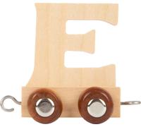 Vagoncino in legno con lettera E per pista ferroviaria