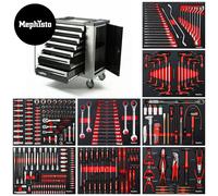 Vagone Attrezzi Premium 7 Cassetti Riempito Con Strumento Attacco Aperte