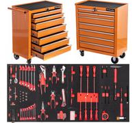 Vagone Attrezzi Riempito 688 Pz. Carrello Cassetta Attrezzi riwall 7 Cassetti