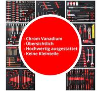 Vagone Attrezzi Riempito Carrello XXL Premium 9 Cassetti Attrezzo Mephisto
