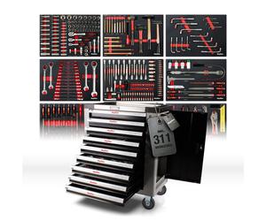 Vagone Attrezzi Riempito Carrello XXL Premium 9 Cassetti Attrezzo Mephisto