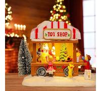 Vagone natalizio con popcorn illuminato a LED, funzionamento a batteria, con luci LED, multicolore, villaggio di Natale, decorazione per la casa (colore B, 1 pezzo)