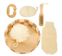 Vaguelly 1 Impostato Set Da Bagno Esfoliante Doccia Accessori Da Bagno Lavapavimenti Da Bagno Guanti Da Bagno Secchio Di Legno Da Bagno Strumento Pulito Indietro Palla Da Bagno Pe
