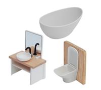 Vaguelly 1 set di accessori per il bagno della casa delle bambole: 1:12 Bagno della casa delle bambole Doccia Toilette Lavandino Mini mobili realistici per giochi di ruolo di finzione per bambini