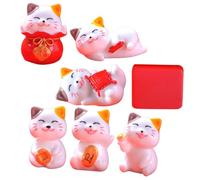 Vaguelly 1 Set Mini Gatto Fortunato Decorazione Di Vasi Modello Di Gatto Fortunato Toppers Per Torte Di Gatti Mini Statuine Di Gatti Portafortuna Figurine Feng Shui Resina Torta Regalo