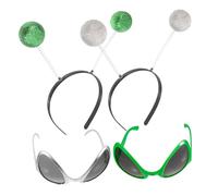 Vaguelly 1 Set Occhiali per testa alieni ragazzo con gli occhiali alieni guidato antenna aliena Halloween fascia aliena e occhiali da sole fascia divertente ferro da stiro