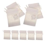 Vaguelly 10 Pezzi Sacchetti con Finestra Trasparente Pizzo da Sacchettini Richiudibili per Bomboniere Gioielli Caramelle Eleganti e Compatti per Feste e Regali