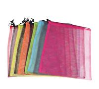 Vaguelly 10 Pezzi Sacchetto in Rete Coulisse, Cotone e Nylon per Verdure | Uso Domestico e Reparto Ortofrutta, Chiusura Pratica, Leggero da Portare, per Acquisti e Cucina Quotidiana Colore Casuale