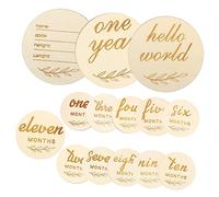 Vaguelly 14pezzi Cartoline Legno Per Segnalini Mensili Legno Per Foto Include Mesi e Hello World Per Commemorare Momenti Speciali