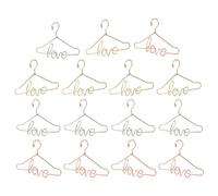 Vaguelly 15 grucce per vestiti per bambole: grucce in miniatura con design a lettere d'amore per bambole, per organizzare gli accessori della casa delle bambole - Decorazione per la cameretta dei