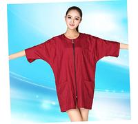 Vaguelly 1pezzi Grembiule Per Parrucchiera Cerniera Abito Lavoro Maniche Corte Mantello Resistente Per e Domestico Tasche Anteriori Per Attrezzi