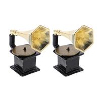 Vaguelly 2 mini giradischi: ornamento vintage in miniatura per giradischi retrò - mini accessori per case delle bambole in miniatura e aule di musica
