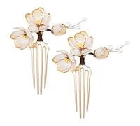 Vaguelly 2 Pezzi Fermagli Vintage Stile Cinese con Inserti Loto Pettini Laterali in Metallo Spille Capelli Tradizionali Hanfu per Donna Accessori per Acconciature Stabili e Raffinate