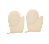 Vaguelly 2 Pezzi guanti da bagno LoofAH esfoliante Uomini guanti da doccia macchia Accessori per il bagno strumenti per il bagno del corpo strofinare gli asciugamani da bagno cotone Beige