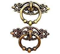 Vaguelly 2 pezzi Maniglia Vintage in Stile Europeo Antico per Mobili Pomelli e Maniglie Armadio Tiraggio Anello per Cabine Armadio Bronzo Verde e Bronzo