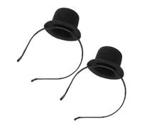 Vaguelly 2 Pezzi Mini Top Hat Headband Nero Fascia Vintage Stile Vittoriano per Festa di Compleanno Halloween e Tea Party Accessorio Capelli per Costume e Cosplay