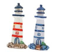 Vaguelly 2 Pezzi Ornamenti del Faro Arredamento Oceanico Arredamento Rustico Sull'oceano Accessori da Mare Arredamento a Tema Spiaggia Villetta Nautico Faro dell'Oceano Beachy Mini Resina