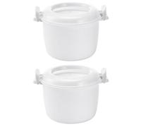 Vaguelly 2 Pezzi Portapranzo Termico, Cuoci Riso Multifunzione Bianco | PP Plastico, Mantiene il Calore, per Riso e Verdure, per Ospedale e Ufficio