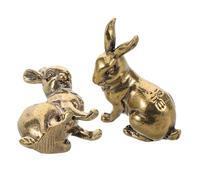 Vaguelly 2 Pezzi Statuette Ottone Massiccio Coniglio Vintage Decorazioni e Ufficio come Tea Pet e Significativo per Feng Shui e Prosperità