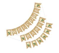 Vaguelly 2 pezzi Striscione Decorativo in Iuta per Battesimo e Primo Compleanno Ghirlanda Rustica da Interno ed Esterno Banner Creativo per Foto e Parete Festone Benvenuto Shower