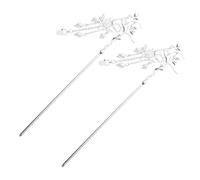 Vaguelly 2 Pezzi Tornante hair pin hair bow Fermaglio per acconciature Accessori per perle per bacchette per per le donne dei di fiori lega Silver